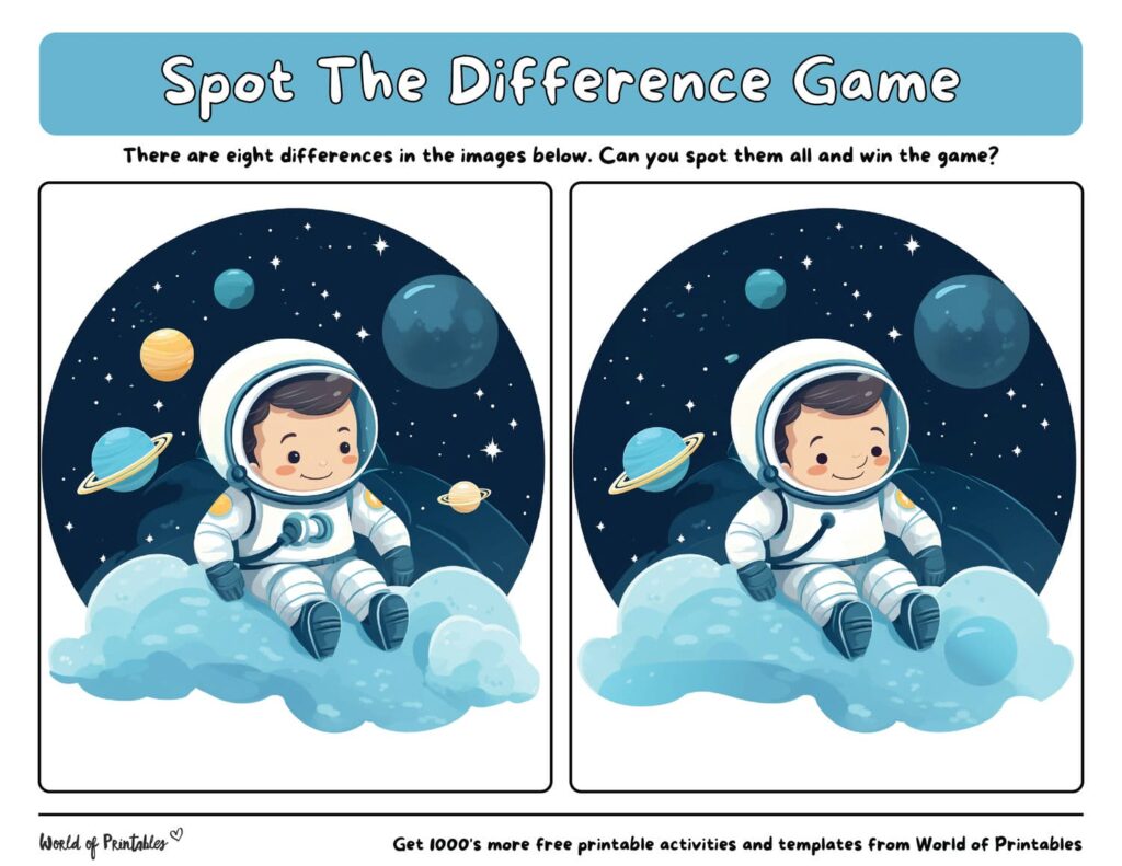 Astronaut Spot the Difference Easy