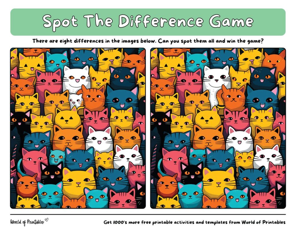 Cats Spot the Difference Animals