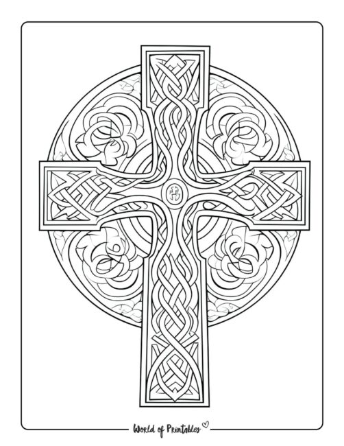 Celtic Cross St Patricks Day Coloring Page