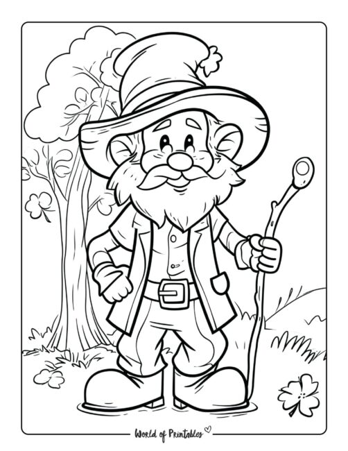 Coloring Page of a Leprechaun