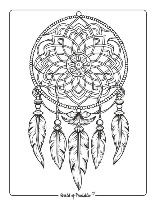 Coloring Pages of Dream Catchers 2