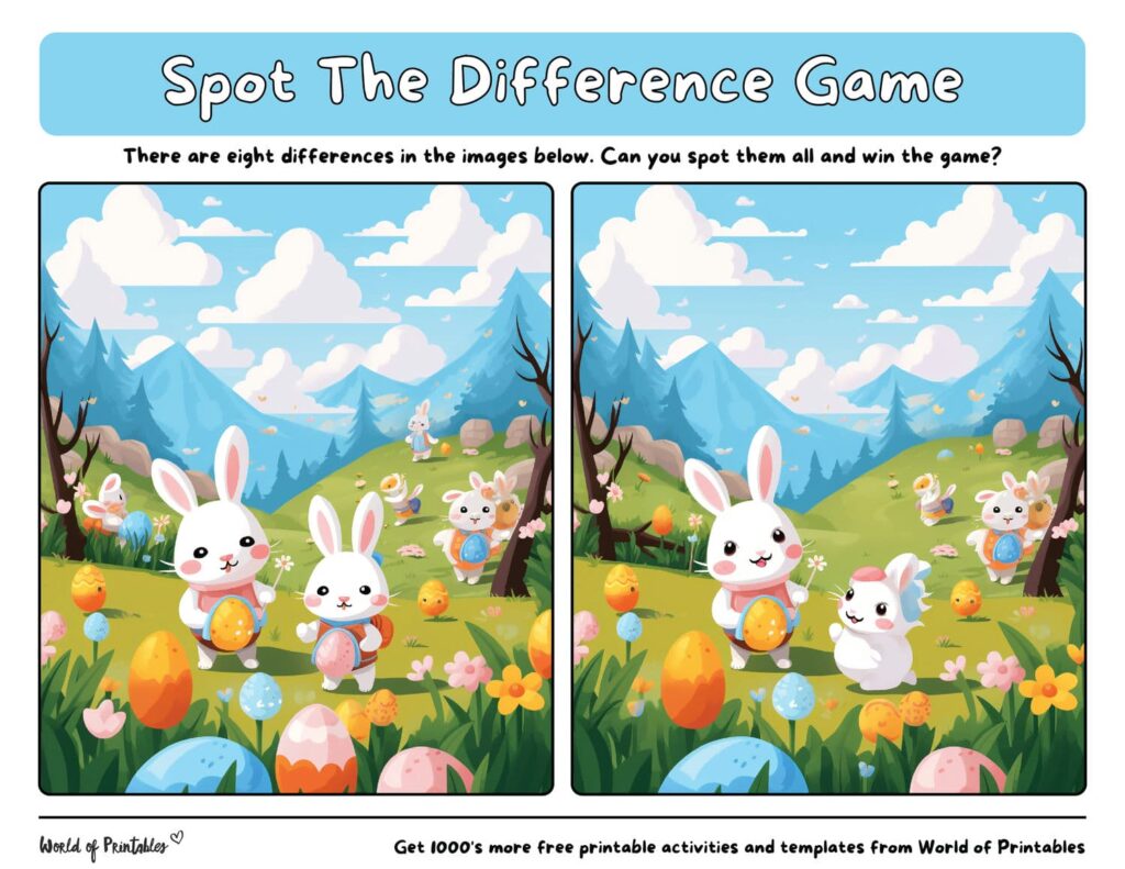 Cute Spot the Difference Easter