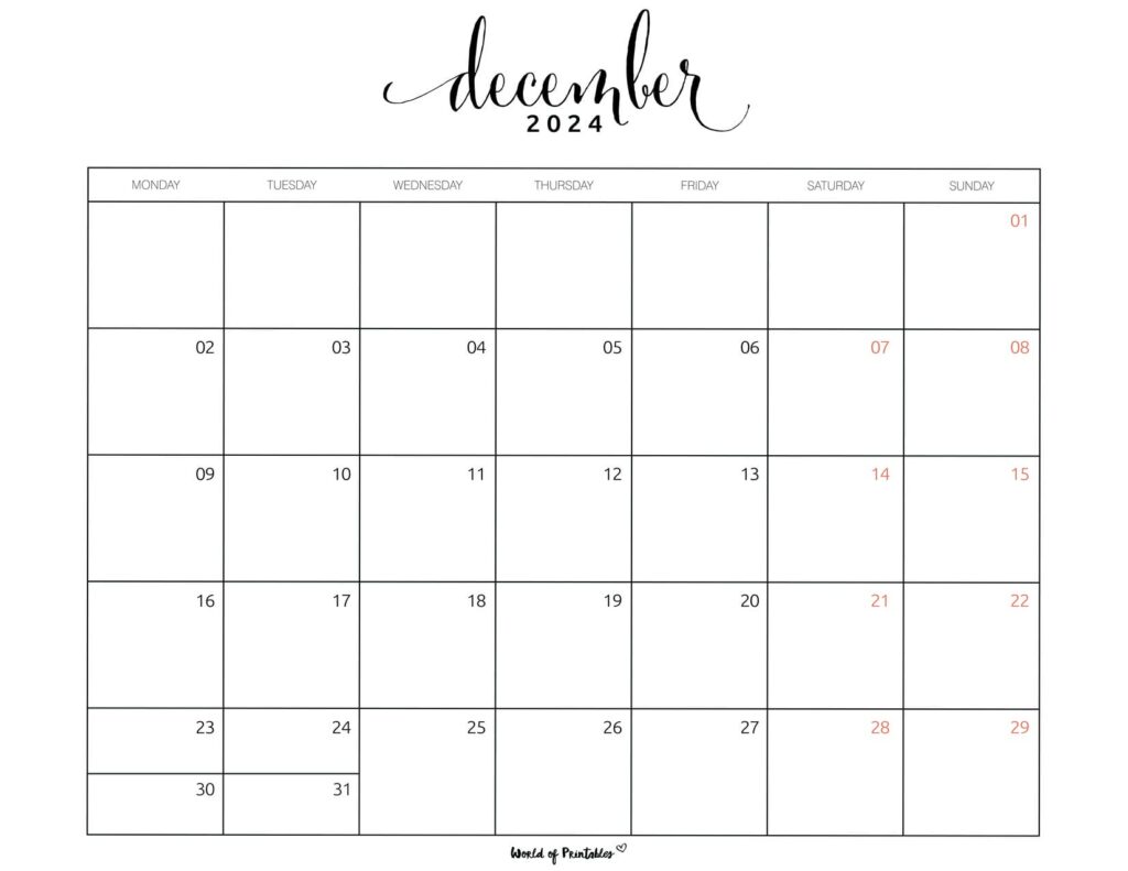 December 2024 Calendars | 100+ Styles - World of Printables