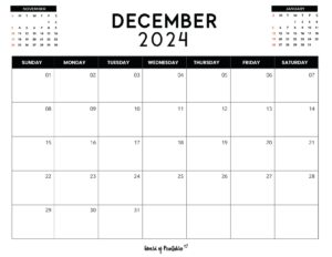 December 2024 Calendars 