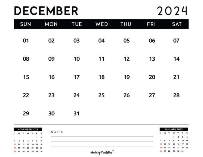 Printable 2024 December Calendar