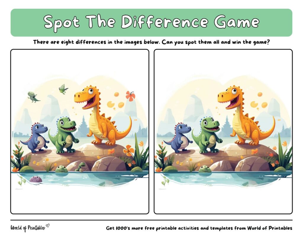Dinosaur Spot the Difference Easy
