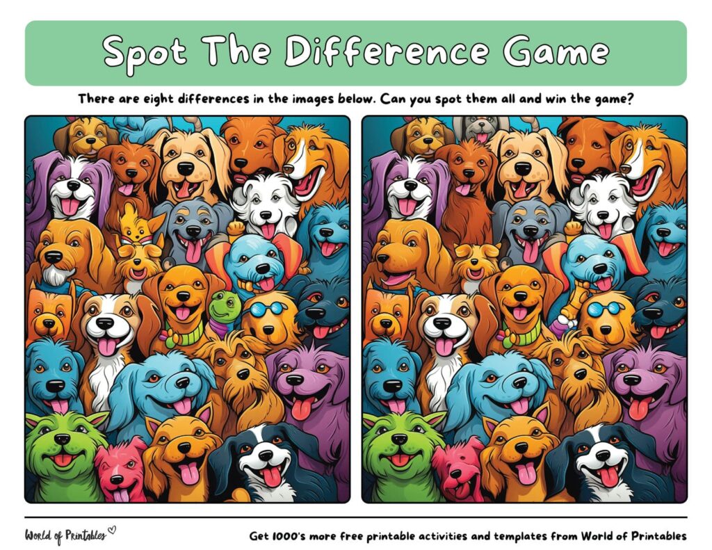 Dog Spot the Difference Animals