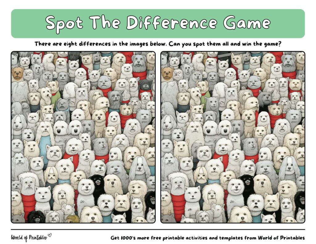 Dog Spot the Difference Hard