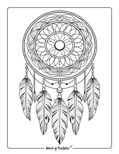 Dream Catcher Coloring Page Printable
