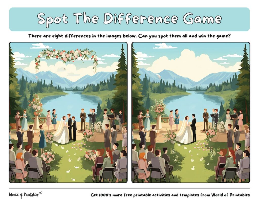 Free Printable Spot the Difference Wedding Worksheet