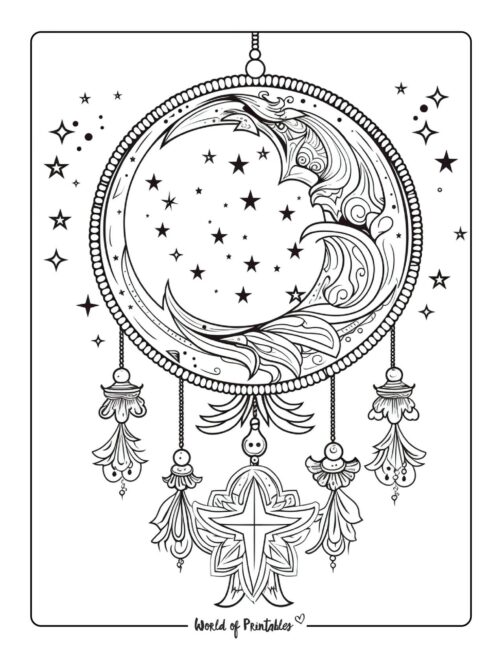 Moon Dream Catcher Coloring Pages
