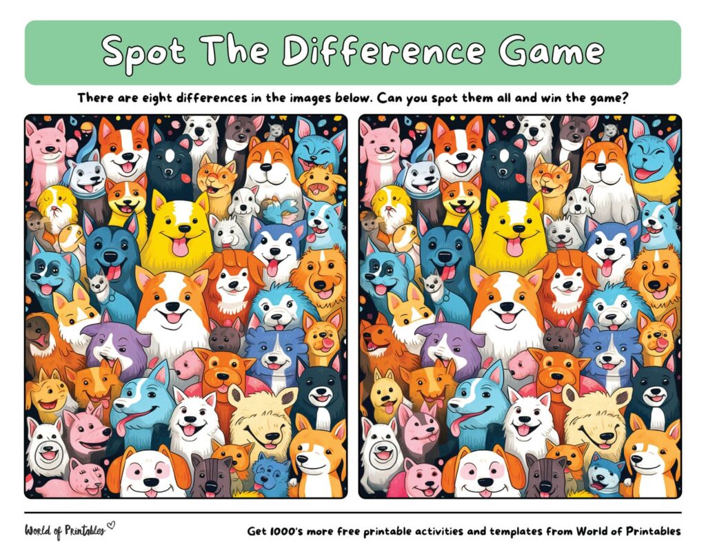 Spot the Difference Animals Cute Dog Collection