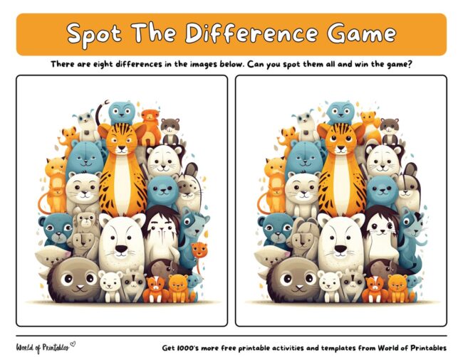 Animal Spot The Difference Games - World of Printables