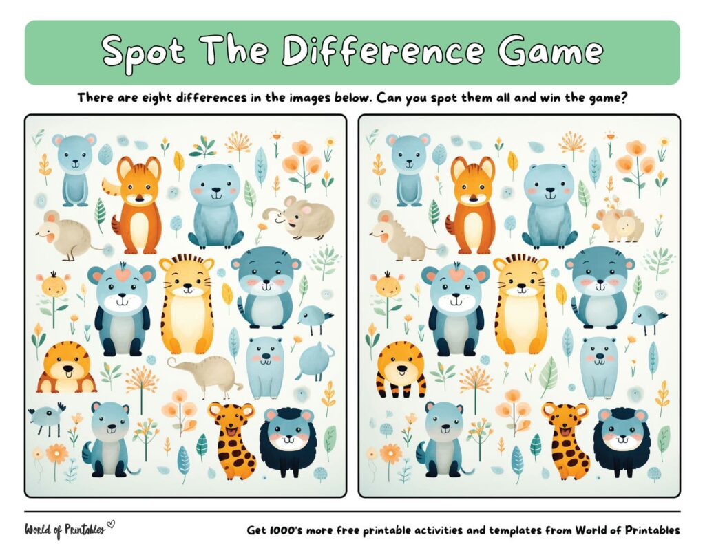 Spot the Difference Animals Fun