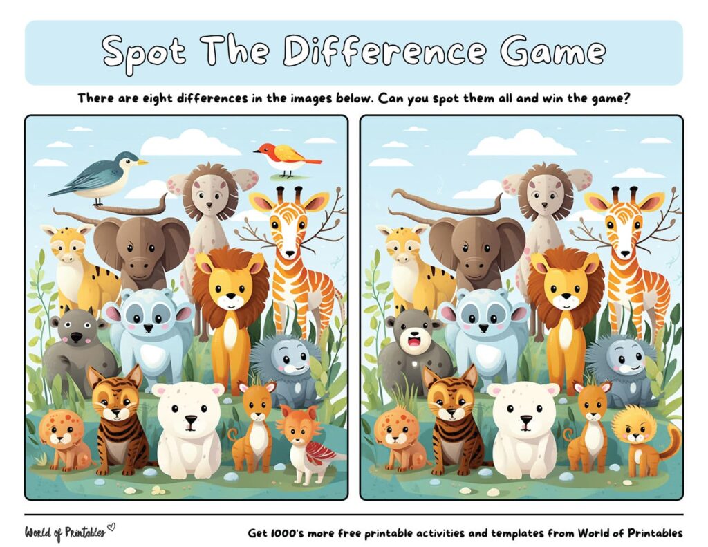 Spot the Difference Animals Together