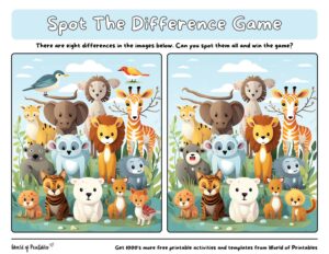 Animal Spot The Difference Games - World of Printables