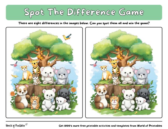 Animal Spot The Difference Games - World Of Printables