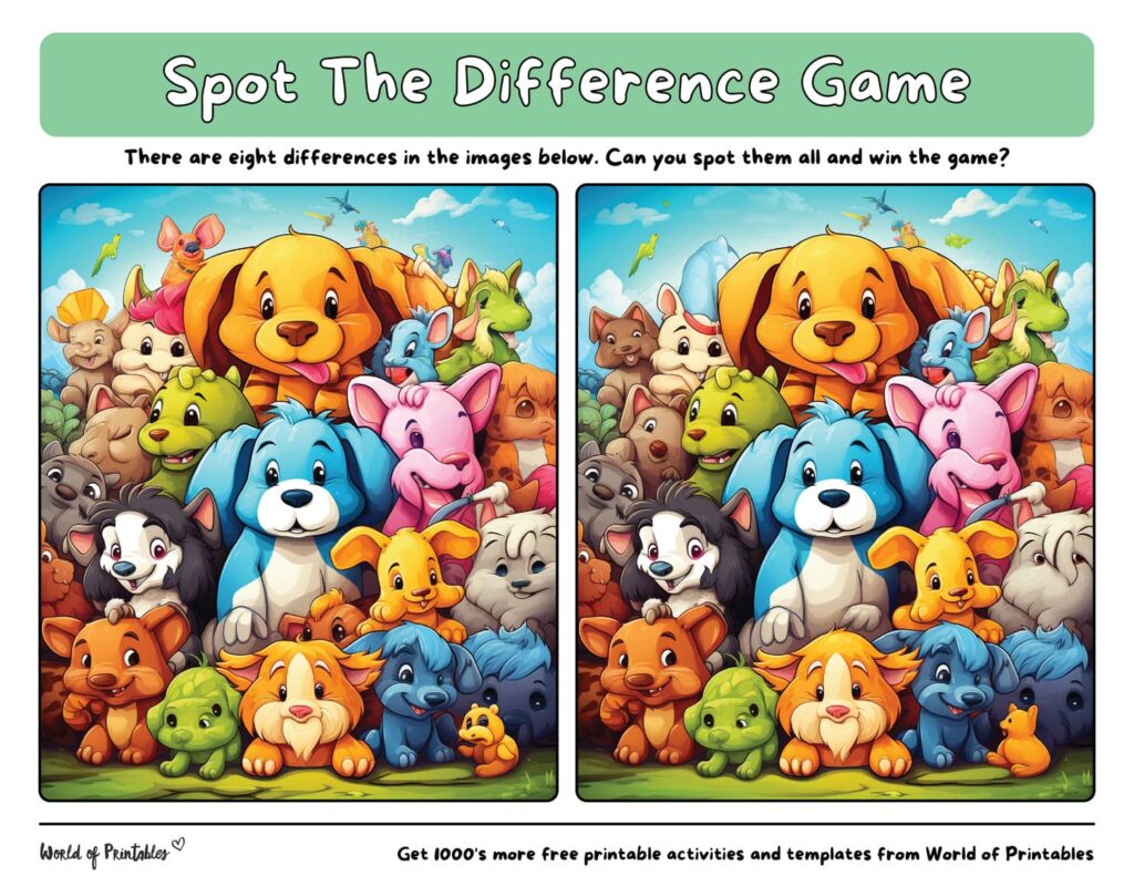 Spot the Difference Animals having Fun
