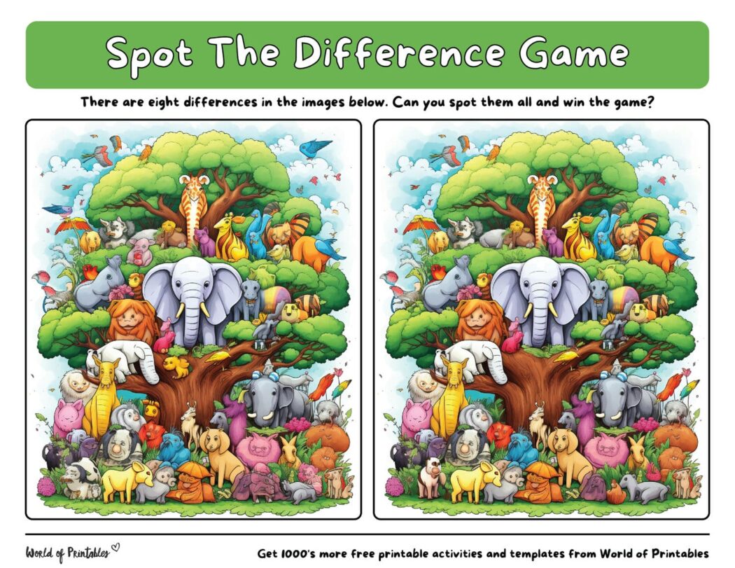 Animal Spot The Difference Games - World of Printables