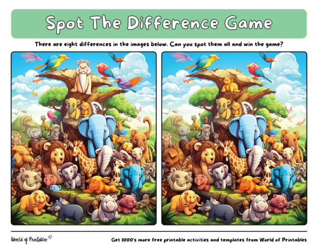 Animal Spot The Difference Games - World of Printables