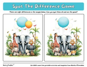 Animal Spot The Difference Games - World of Printables