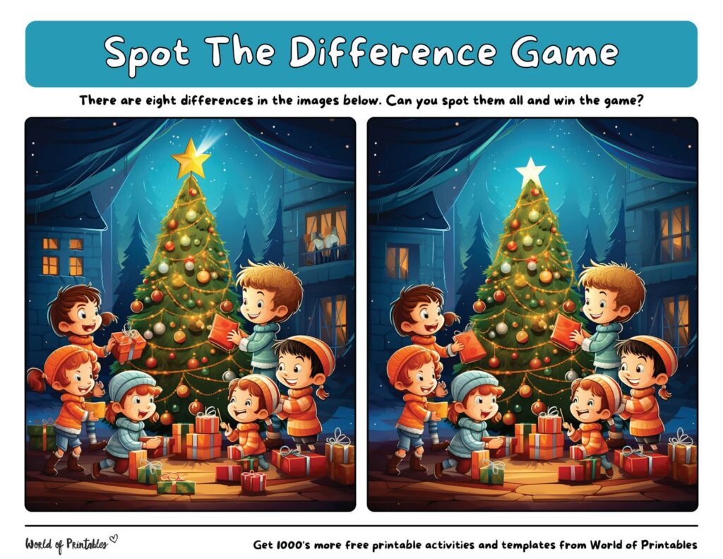 Spot the Difference Christmas Friends Around The Christmas Tree