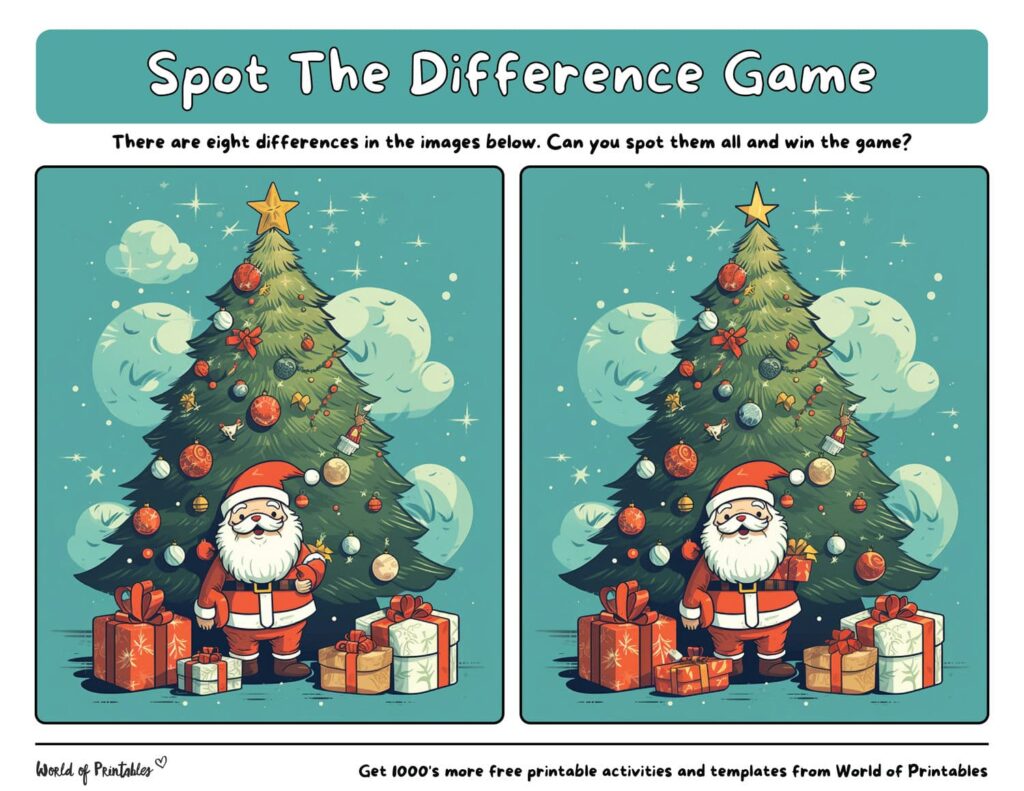 Spot the Difference Christmas Tree and Santa