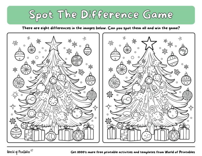 Christmas Spot The Difference Games - World of Printables