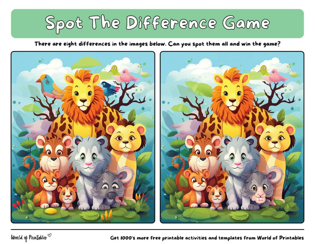 Animal Spot The Difference Games - World of Printables