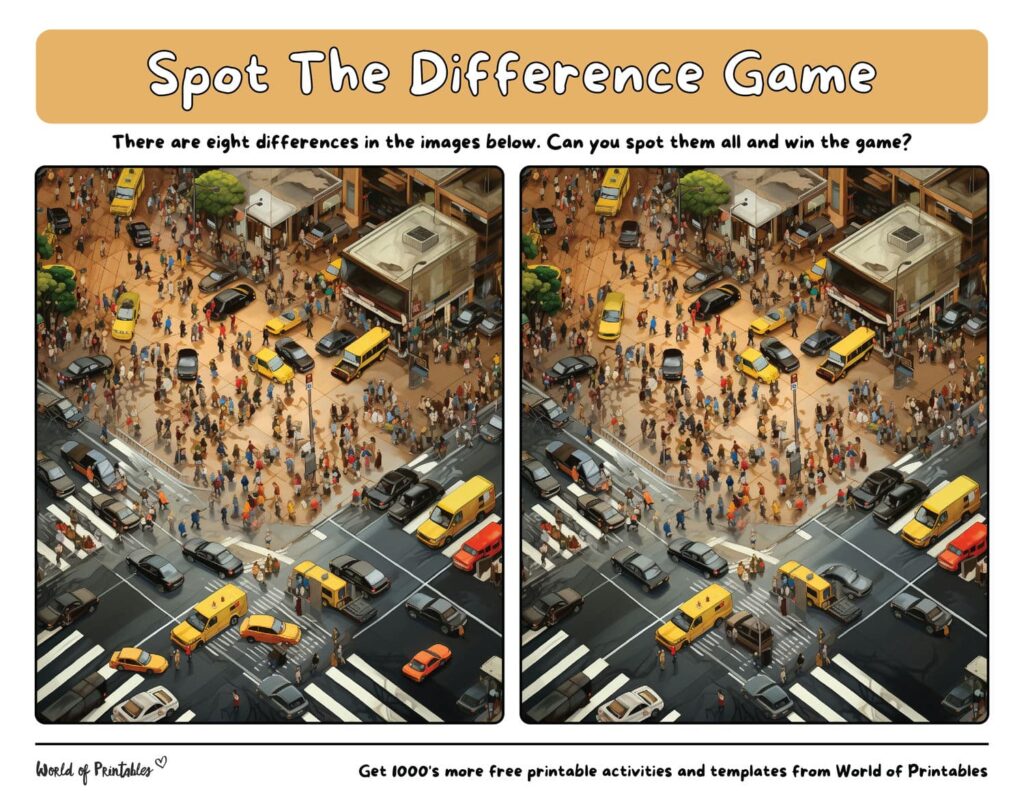 Spot the Difference Difficult Busy Streets