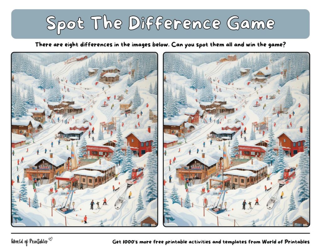 Spot the Difference Difficult Ski Resort