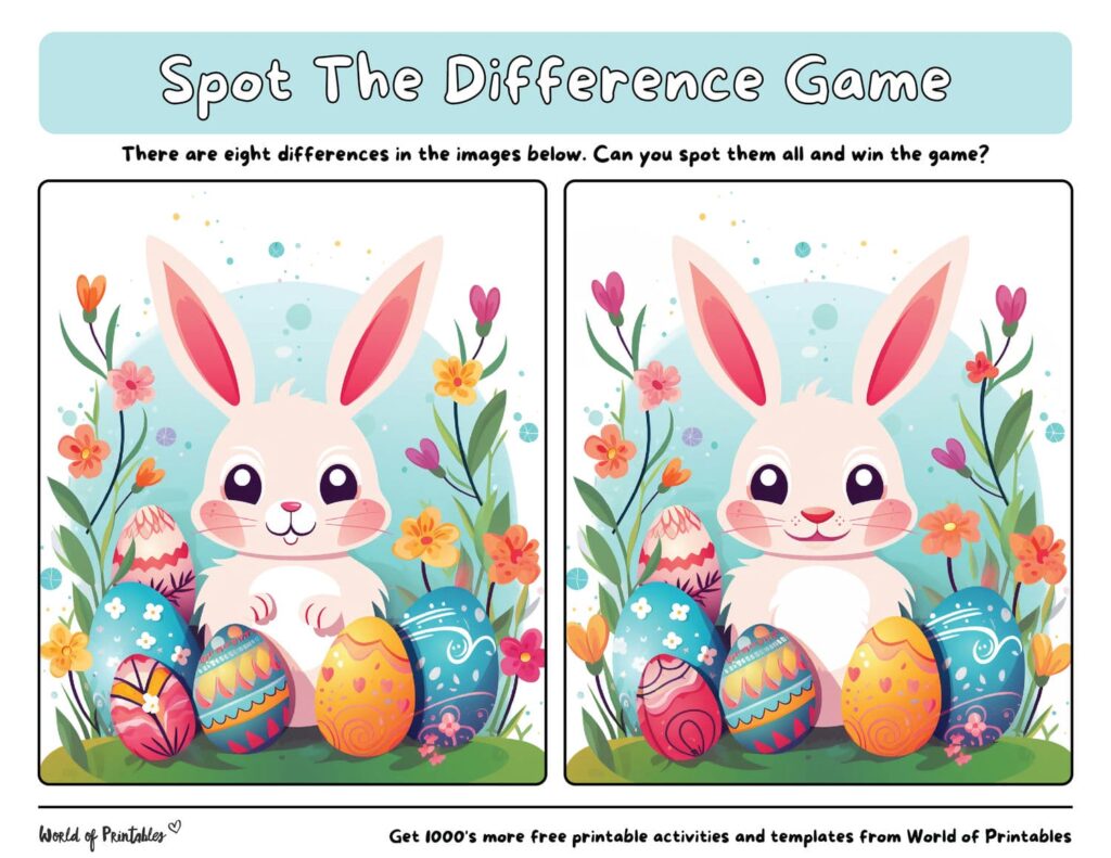 Spot the Difference Easter Worksheets