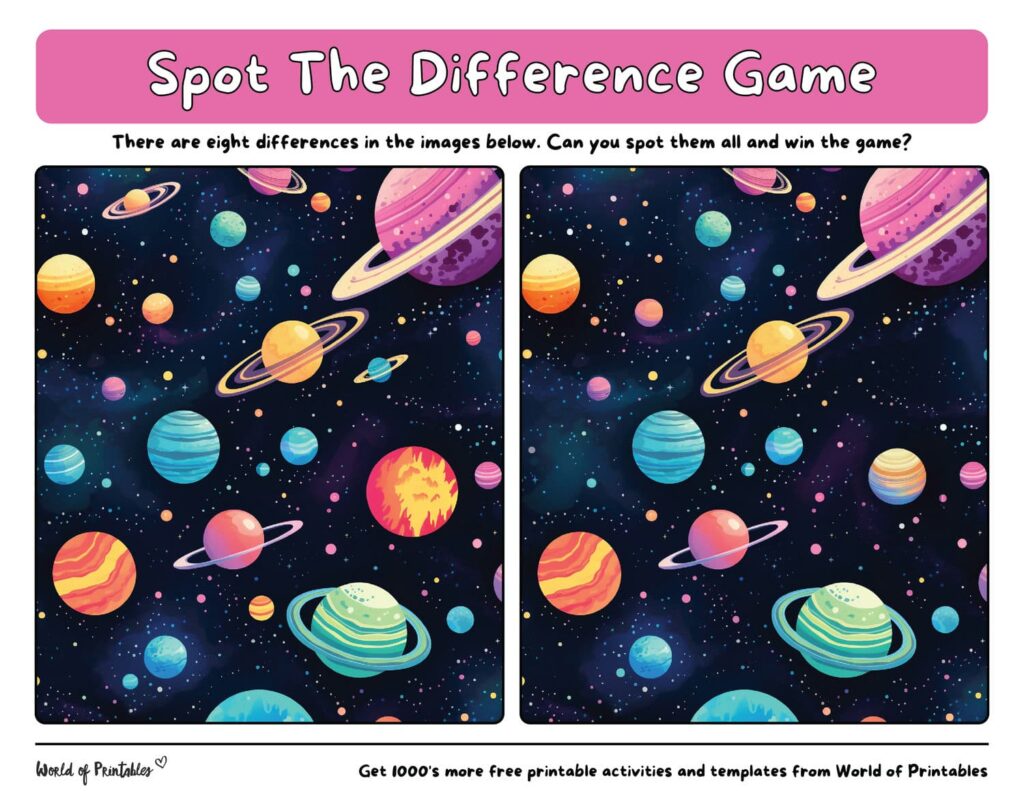 Spot the Difference Easy Planets