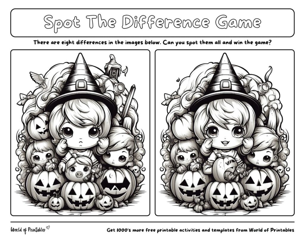 Spot the Difference Halloween Coloring