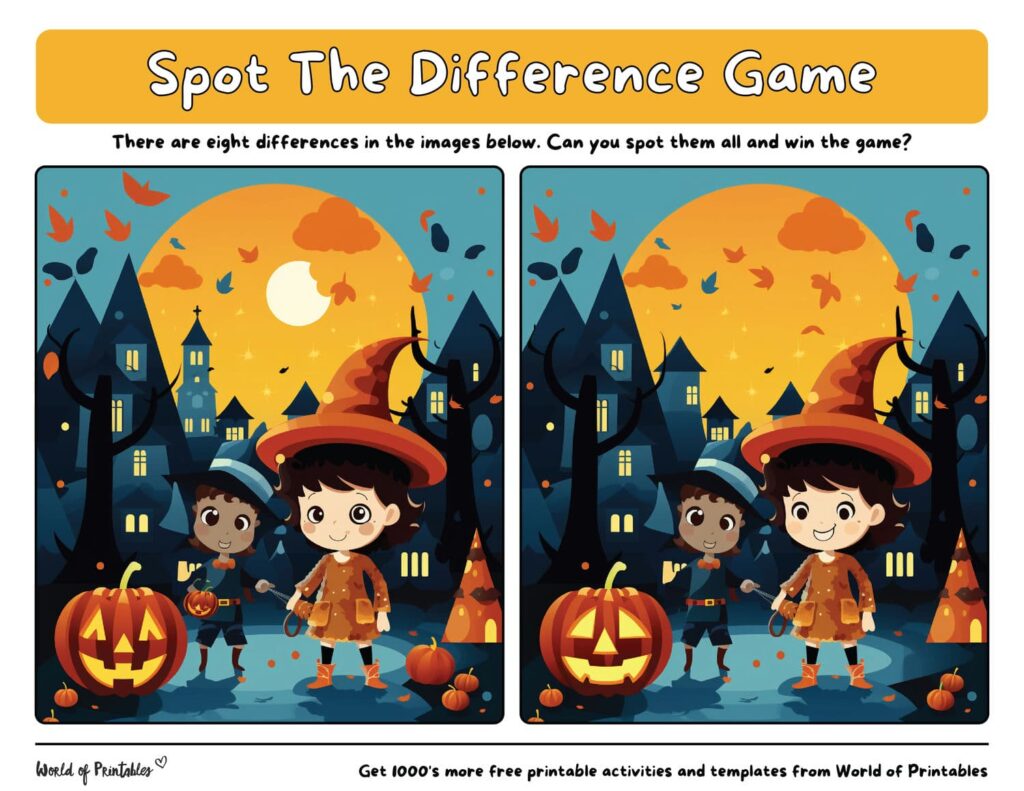 Spot the Difference Halloween Cute Witches