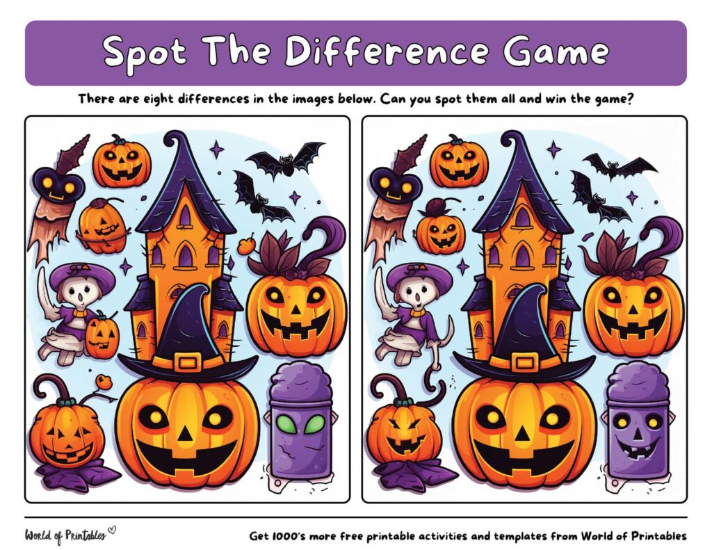 Spot the Difference Halloween Preschool