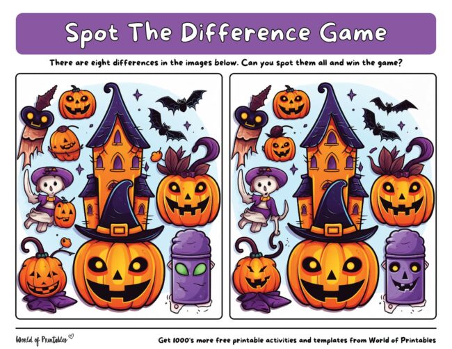 Spot The Difference Halloween Games - World of Printables