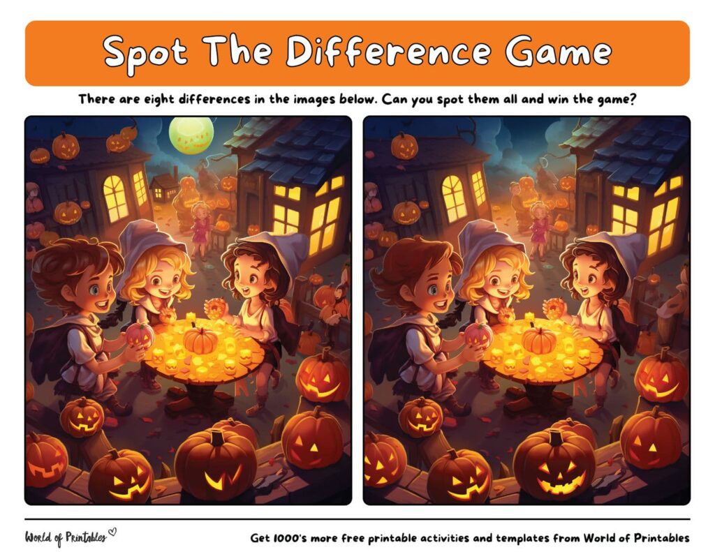 Spot the Difference Halloween Worksheet