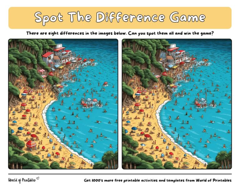 Hard Spot The Difference Games - World of Printables