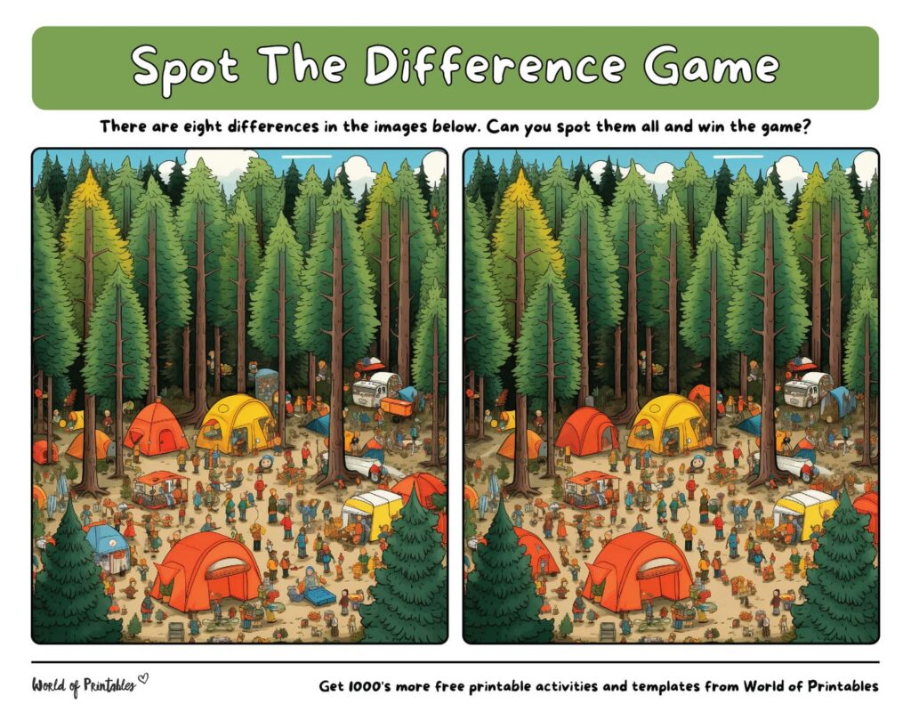 Spot the Difference Hard Camping in the Woods