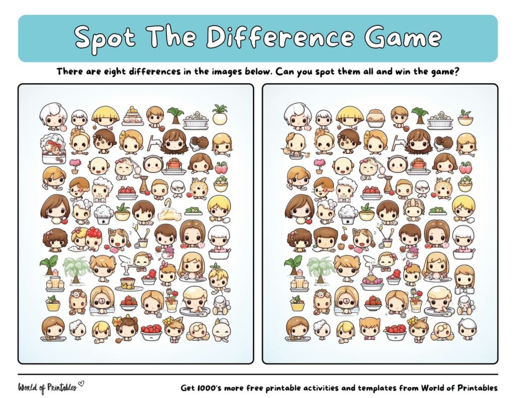 Spot the Difference Hard Cute Characters
