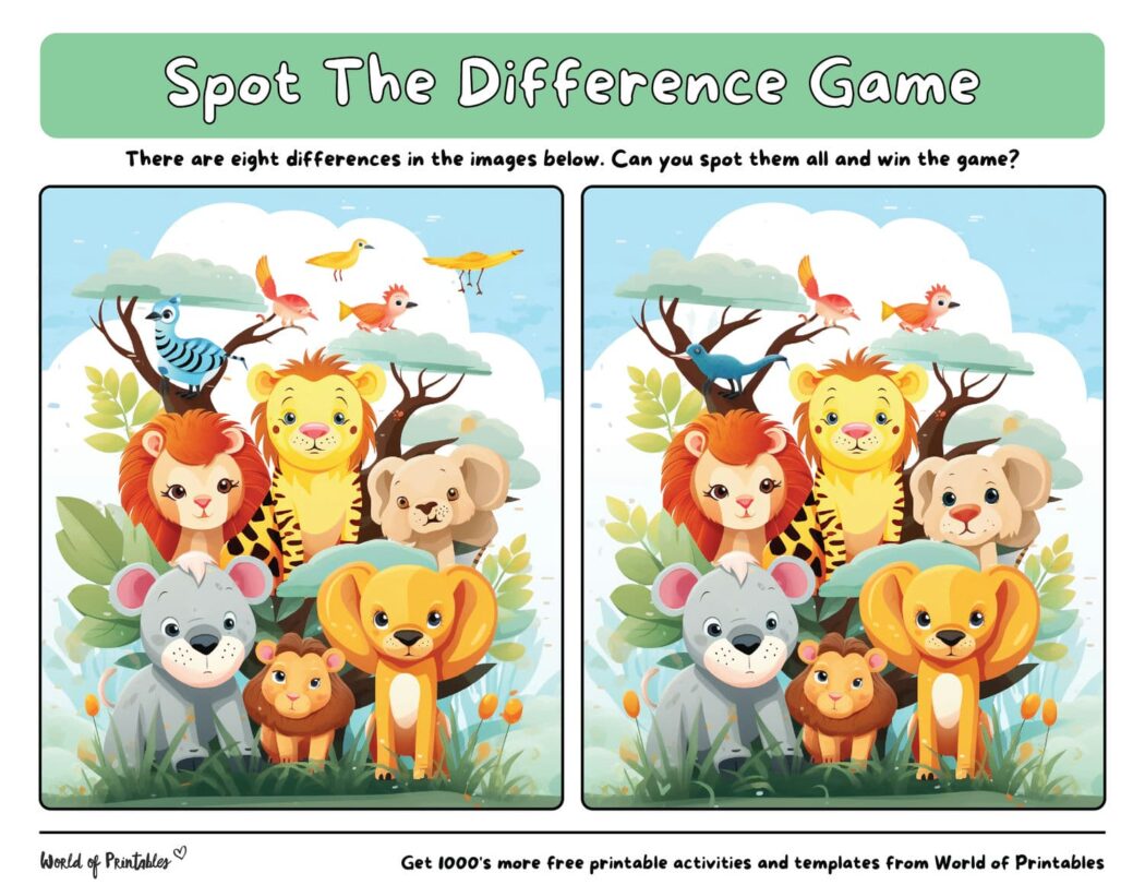 Animal Spot The Difference Games - World of Printables