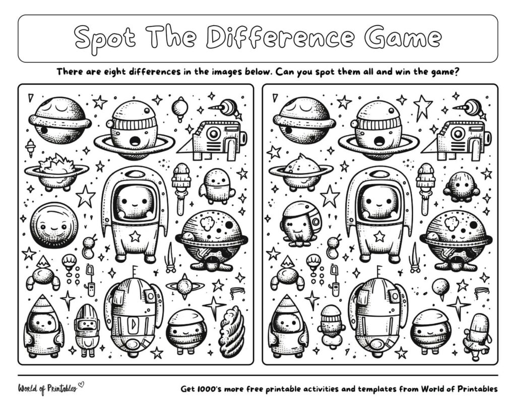 Spot the Difference Space Doodles