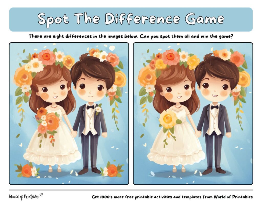 Spot the Difference Wedding Couple