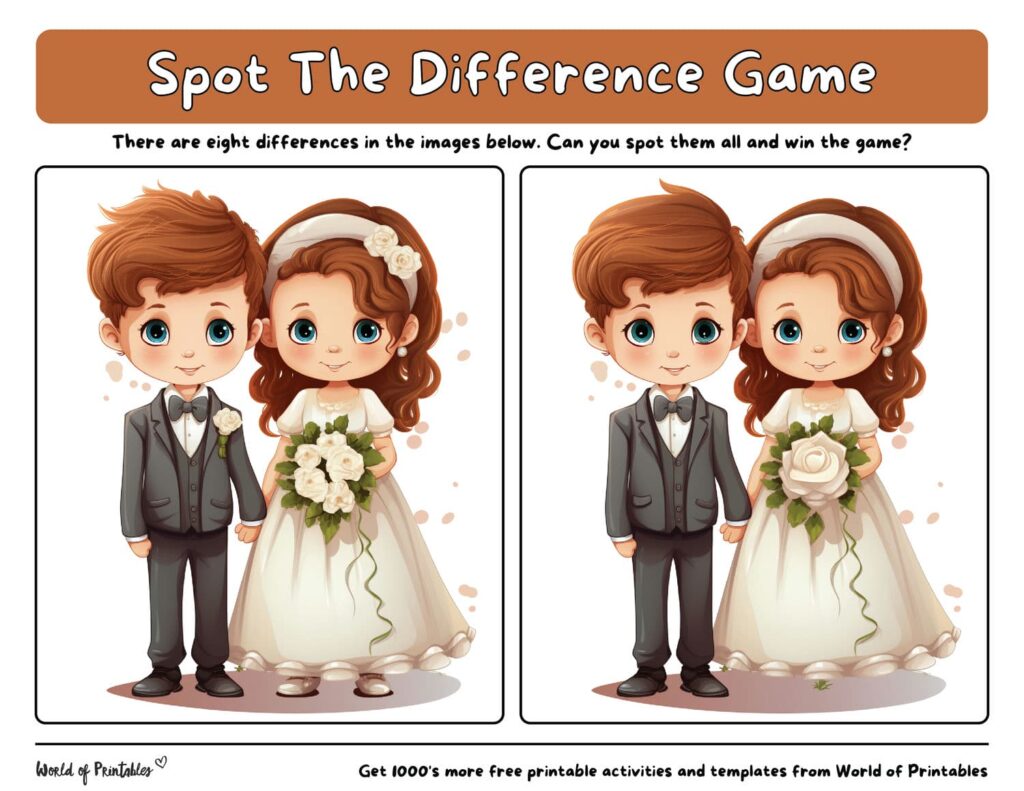 Spot the Difference Wedding Free Printable