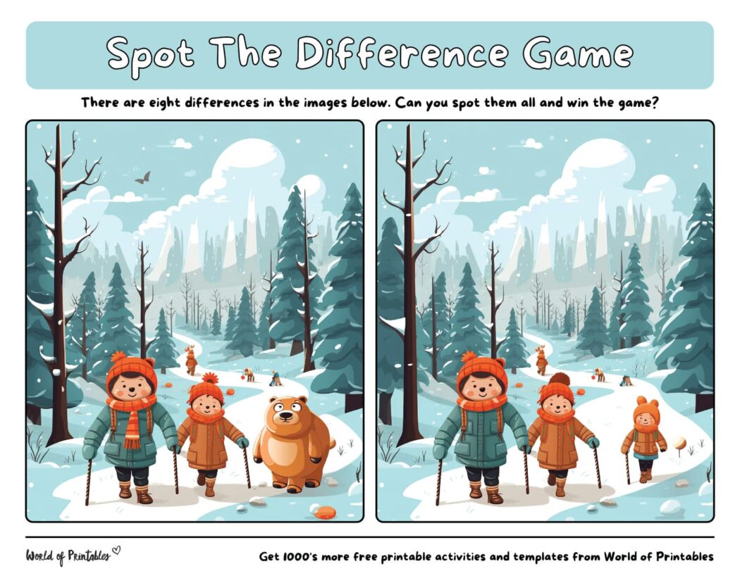 Spot The Difference Winter Games - World of Printables