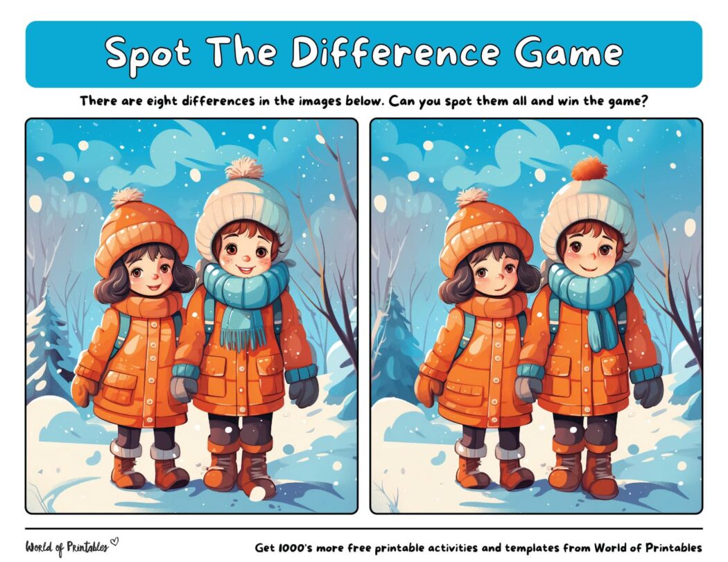 Spot The Difference Winter Games - World of Printables