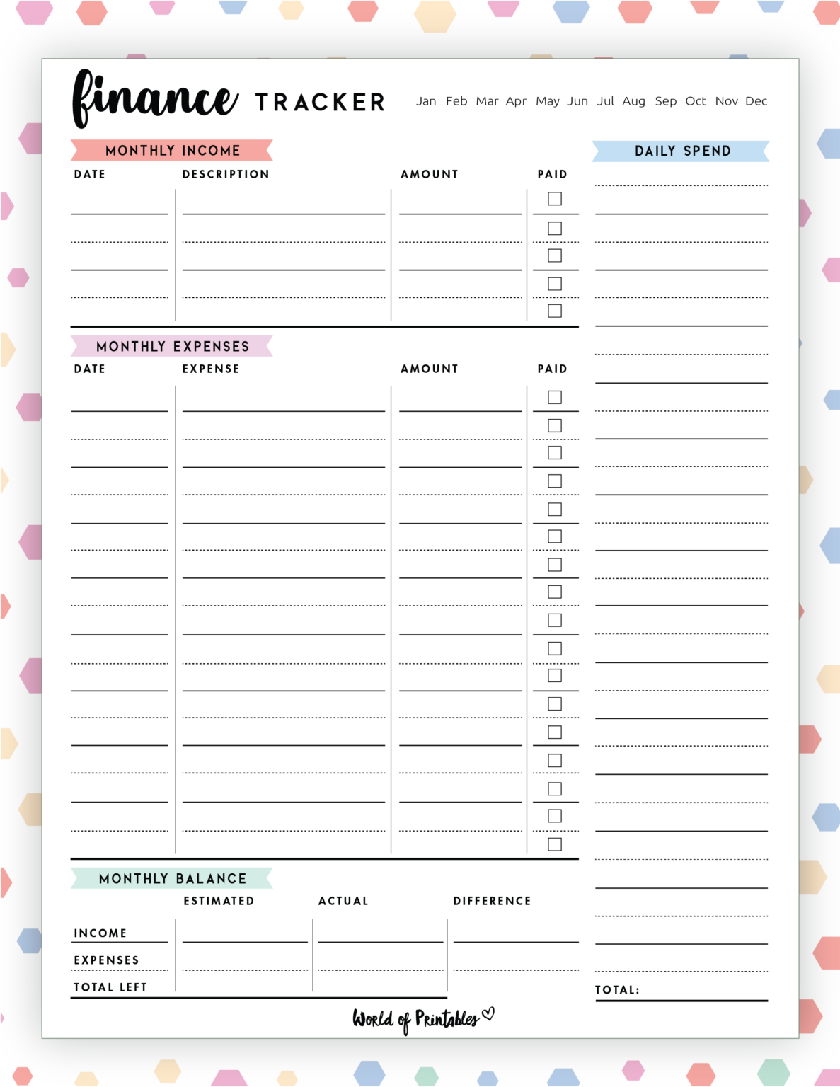 Printable Personal Finance PDF - World of Printables