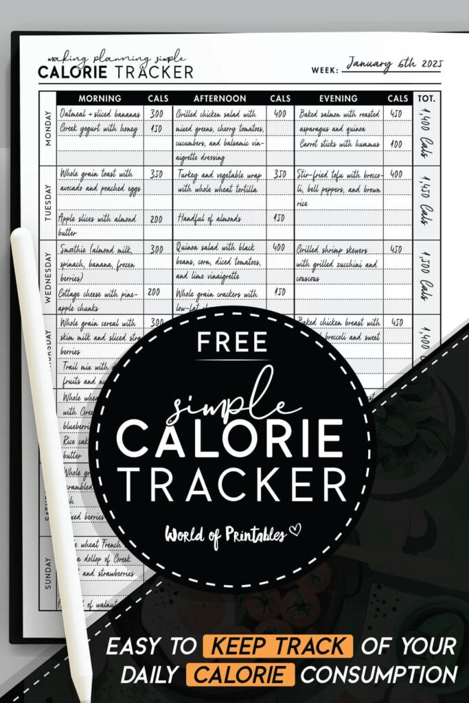 Free Printable Calorie Counter