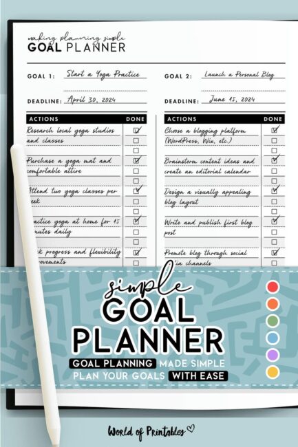 Goal Planner Templates World of Printables
